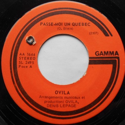 CANADA!!! OVILA (BLAIS) Passe-moi Un Quebec 1976 JAZZ ROCK / FUNK SOUL 45