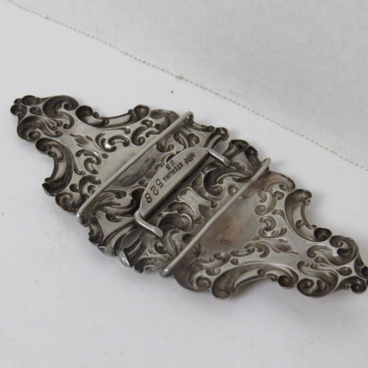 Antique Art Nouveau Sterling Silver Two Piece Belt Buckle  display picture 1