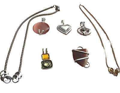 Five Pendants And Eight Spacers Two Chains Two Pendants Marked With LC And MM
