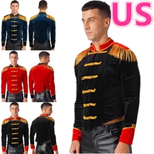 Men's Ringmaster Jacket Blazer Costume Lapel Button Down Jackets Soft Velvet