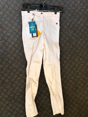Dressage BREECHES Shires LADIES Sz 24 *WHITE *NEW FS Cambridge FRONT Zip Dri-Lex