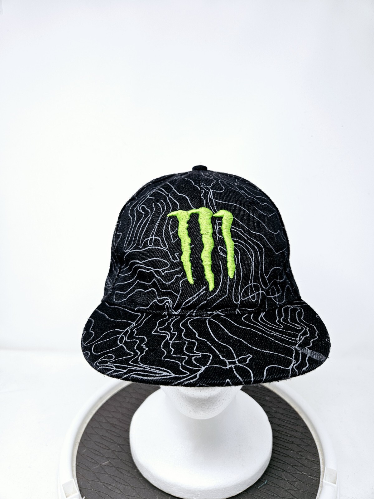 Monster Energy All Over Print Fitted Hat Cap Y2K Grunge Size 7 1/4 FAST SHIPPING
