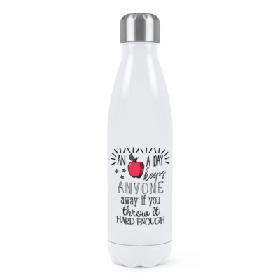 Ein Apfel am Tag hält jeden fern doppelwandige Trinkflasche lustiger Witz Thermo