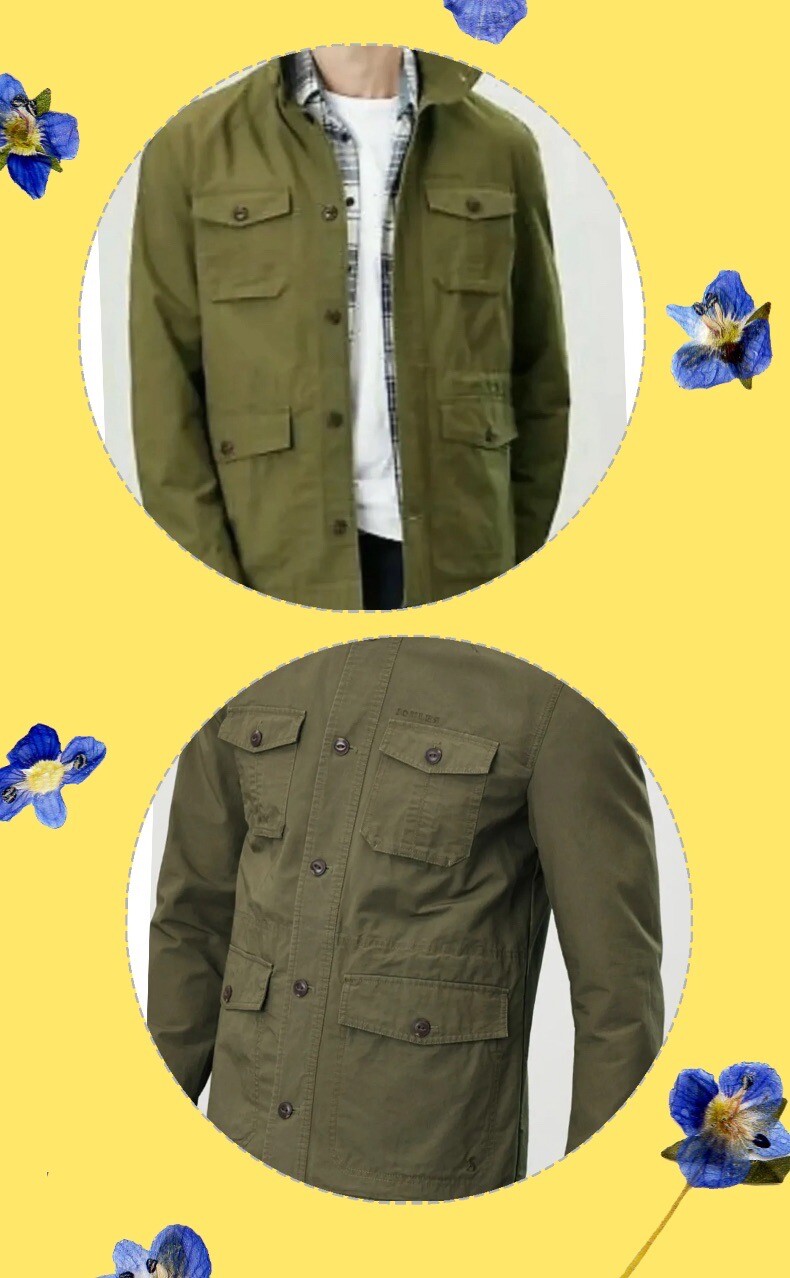 Joules Men Oakes Cotton Military  Style Jacket - Green -  UK Size XL image 7