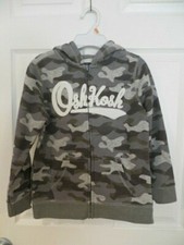 NEW OSH KOSH BOYS' FULL ZIP HOODED SWEATSHIRT JACKET CAMO 4-5, 6, 7, 8, 10-12