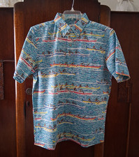 Reyn Spooner Men's CANOE RACING By EDDY Y Blue Classic Fit PULLOVER Shirt Sizes