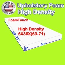 FoamTouch High Density Upholstery Foam Cushion 6" x 36" x 63-71 " Custom Cut