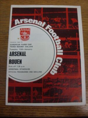 13/01/1970 Arsenal v Rouen [Inter Cities Fairs Cup] (folded). Free ...