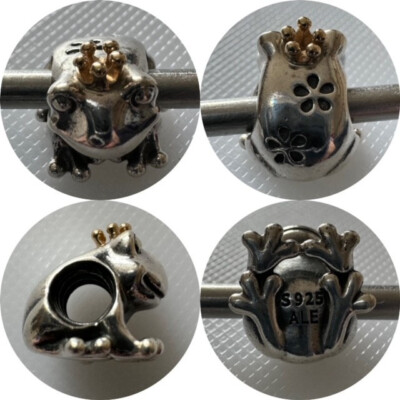 PANDORA SILVER 14K GOLD FROG PRINCE CHARM REF 791118 NOW RETIRED UK