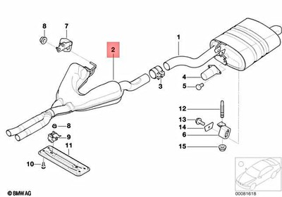 BMW E39 5-series 530i Factory Downpipes Silencer Resonator 2001 