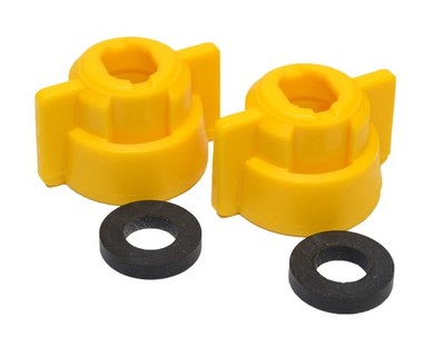 Valley Industries Quick Detach Sprayer Nozzle Caps - W/Gaskets, 2 Pack Yellow