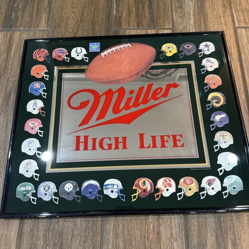 VTG Miller High Life Beer NFL 28 Team Helmet Logo Mirror Sign Green Bay Packers
