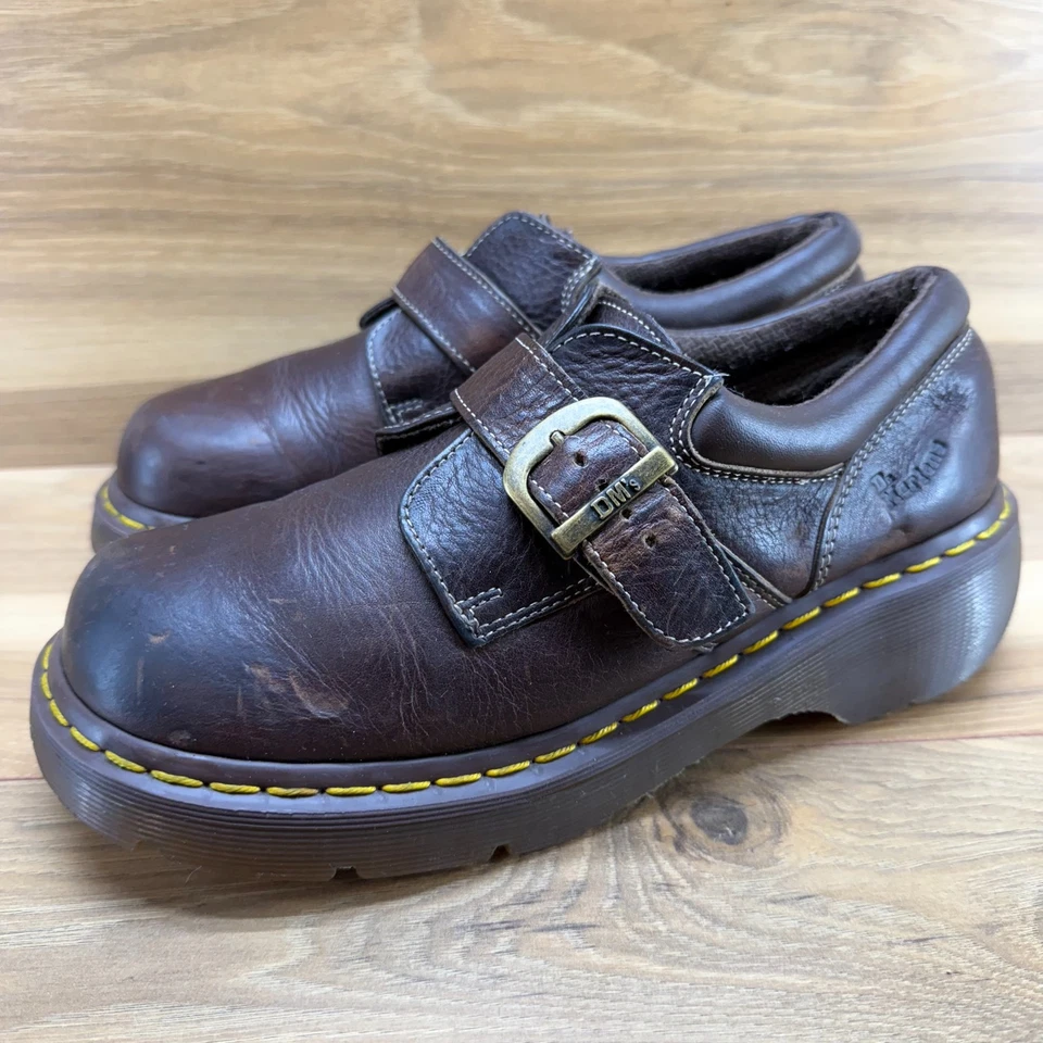 Zapatos gruesos de cuero marrón vintage Dr Martens Monk Strap para mujer 9 Y2K 3A78 Foto 3 de 4