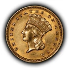 1873 G$1 Indian Princess Head Gold Dollar - Type 3 - Authentic Coin - UNC- G6388