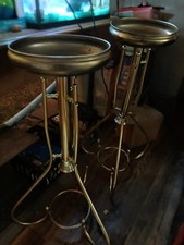 Set of 2.    Gold Metal Vintage Round Plant Holders, Indoor use FREE SHIPPING 