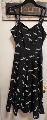 Little Black Dress Gothic Style With Bat Graphics Summer Sleeveless Size L  NEW!
