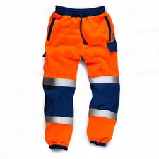 High Visibility Work Trousers Jogger Hi Viz Reflective Cargo Jogging Bottoms