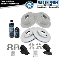 Semi-Metallic Brake Pad & Coated Rotor Front & Rear Kit w/Fluids for Toyota