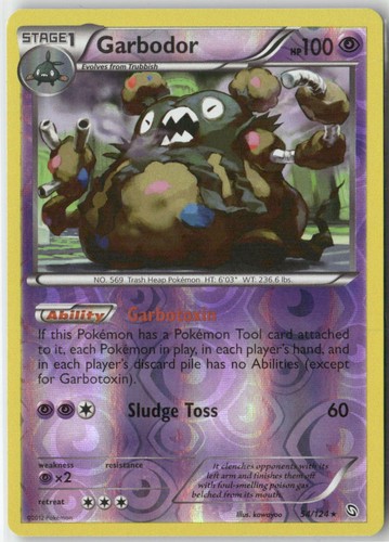 Garbodor 54/124 Rare Dragons Exalted Pokemon Reverse Holo Near Mint