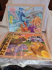 Melissa and Doug Wooden Jigsaw Puzzles 24 pcs African Plains and Under The Sea
