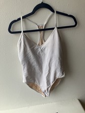 Athleta White/Beige Solid One Piece Swimsuit Women  s Size S Logo Accent