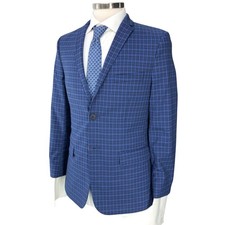 Ralph Lauren LRL Sport Coat Boys 18R Blue Plaid Tailored Two Button Jacket