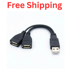 USB 2.0 Male to Dual Female Splitter Cable   Data  Power Extension Adapter 15/3
