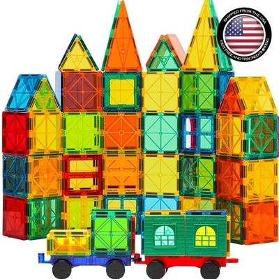 100 Pcs Magna Tiles Clear Colors Magnetic Building Toy Magnet Blocks Kids 3D