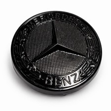 Glossy Black 57 Mm Flat Hood Emblemlogobadgelaurel Wreath For Mercedes-benz