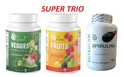 #1 Fruits and Veggies Supplement Vegetable Superfood 180 Capsules and Spirulina