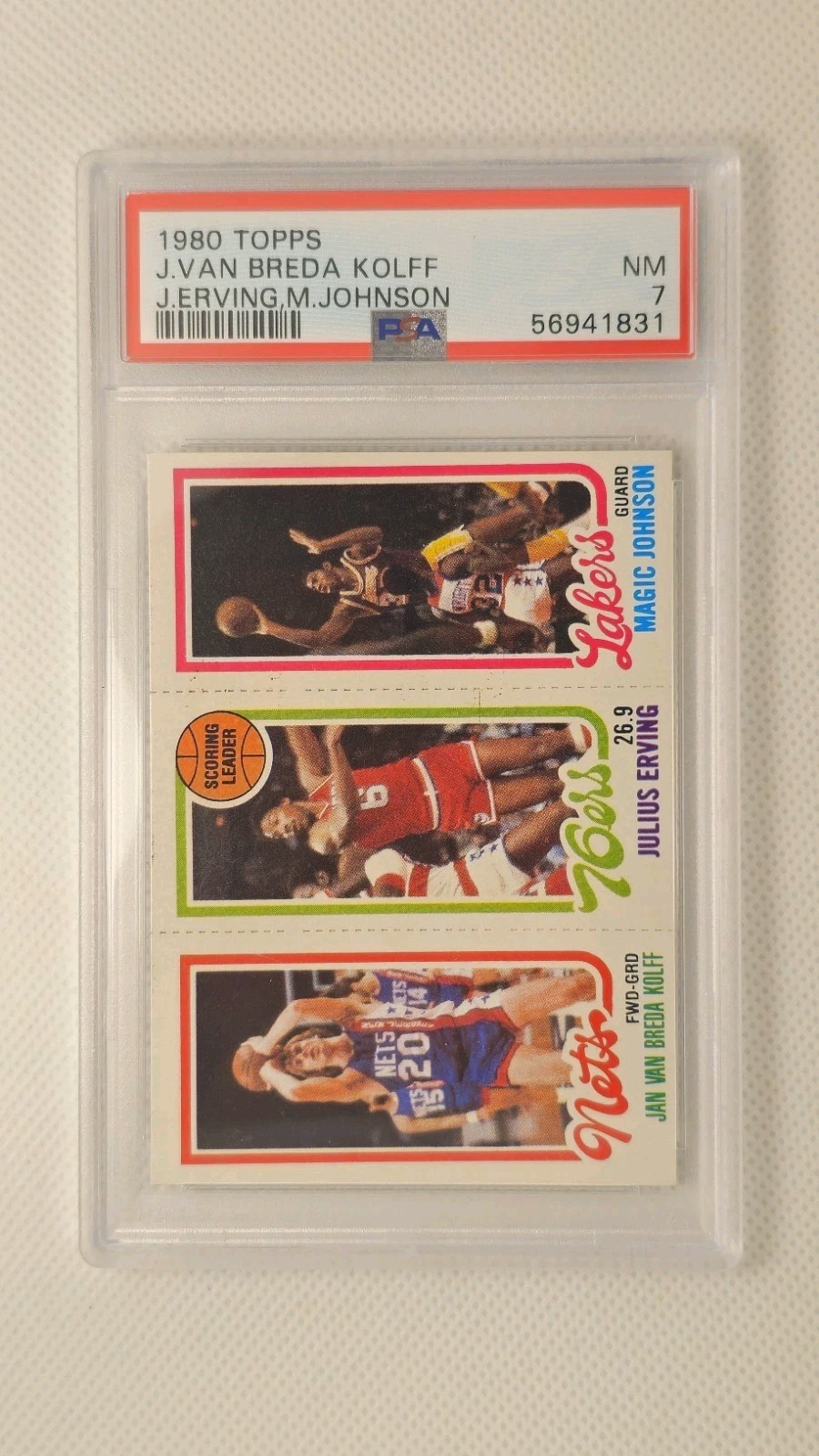 1980 Topps Magic Johnson -/Julius Ervin/Van Man Ex-MT PSA 7 Score Leaders PSA