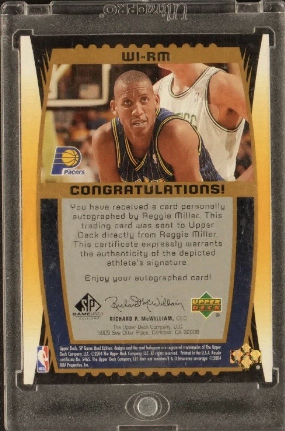2004-05 SP Game Used Wood Impressions #WI-RM Reggie Miller Auto Patch /75 RARE! view 2
