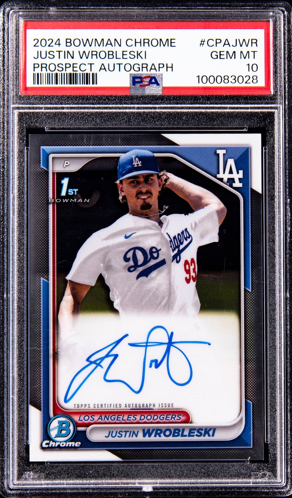 2024 Bowman Chrome Prospect Autograph #CPA-JWR Justin Wrobleski Signed Rook