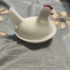 Vtg Milk Glass "Hen on nest" covered dish Red Comb