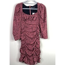 New ZARA Pink Leopard Animal Print Draping Ruched Dress Women's Size Small