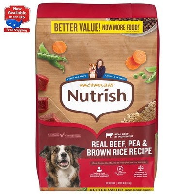 Rachael Ray Nutrish Adult Dry Dog Food Real Beef, Pea & Brown Rice Recipe, 30lb