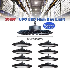 High Bay Led Light 300W Commercial Warehous Garage Round Led Shop Lights 6500K