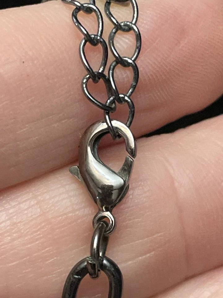 "Collar llamativo concha rosa gris cuentas acrílicas cadena tono plata 34""" Foto 4 de 4