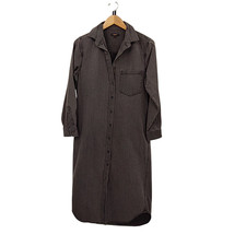 Quince Women Distressed Denim Maxi Shirt Dress Black S
