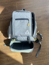 Camera Backpack with hardshell bottom.