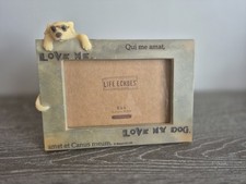 Vtg Love Me Love My Dog Grey Picture/Photo Frame Dog Fan Gift 6 4