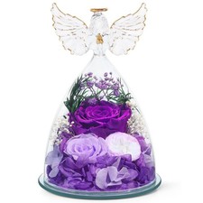 Gifts for Mom Women Birthday Preserved Rose in Glass Angel Figurine Forever...