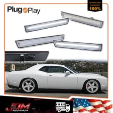 4X Front+Rear Clear White LED Side Marker Lights Kit For 15-23 Dodge Challenger