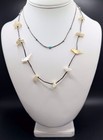 Vintage Southwestern 2Pc Lot Liquid Silver Necklaces Turquoise MOP Carved Birds — photo 1