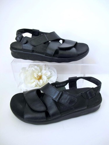 SAS Huggy Kreuzriemen-Sandalen 7M Komfort schwarz Leder Klettverschluss - Bild 7 von 14