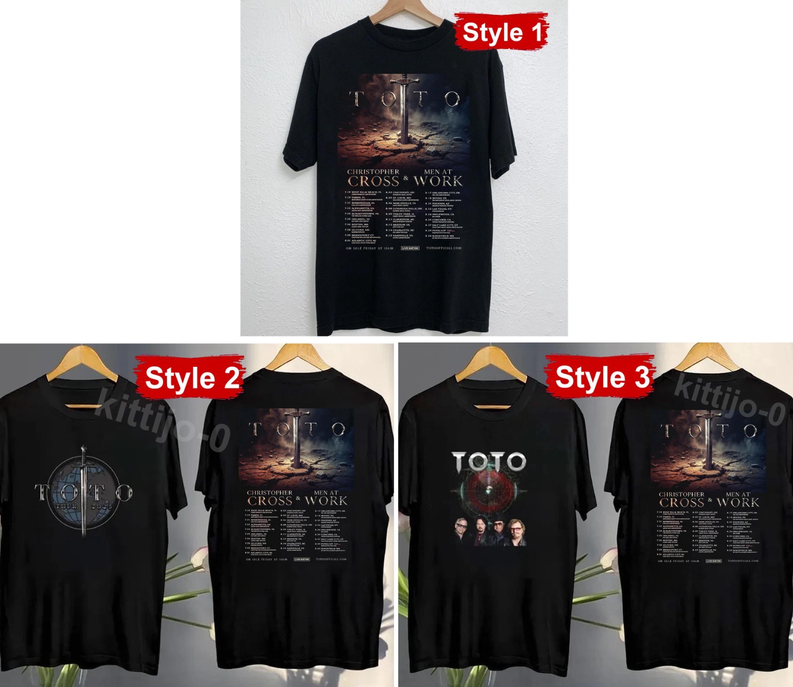 TOTO Band Christopher Cross 2025 Tour Concert Tee Available in All Sizes