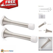 Modern 2 Pack Spring Door Stoppers - Brushed Nickel for Stylish Home Protection
