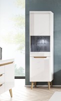 Vitrine Nordi Standvitrine Glasvitrine 53Cm Weiß Hg Riviera Eiche Grifflos