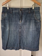 Vintage Eddie Bauer Women's 6 Dark Wash Denim Pencil Skirt Cotton Stretch