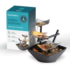 Homedics Envirascape Silver Springs Corded Electric Indoor Water Fountain,...